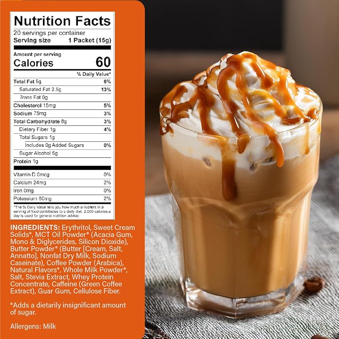 The Frozen Bean - Caramel Macchiato Keto Instant Coffee Mix with Low Sugar, MCT Oils, Skinny Coffee Weight Loss, Improves Focus and Energy, Increase Metabolism for Women Belly Fat - 20 Single Sticks