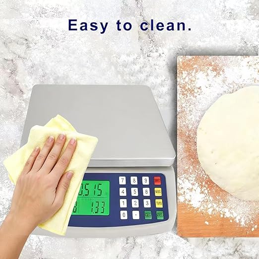 Large Digital Kitchen Scale 30KG Commercial Food Scale 66LB for Baking Bread Meat Stainless Steel Price Computing Scale LCD Display,Prep Counting Scale for Parts and Coins Adapter Included (Blue)