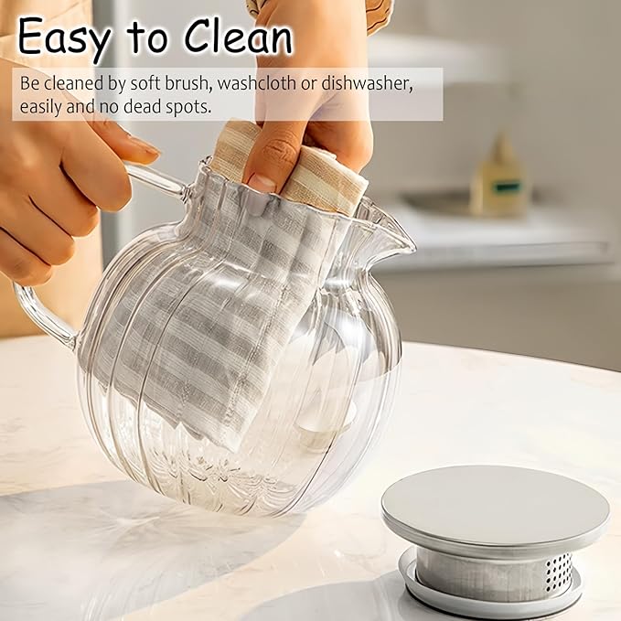 Glass Teapot Stovetop & Microwave Safe, Borosilicate Glass Tea Kettle with Strainer Lid, 44oz/1300ml Glass Teapot for Loose Leaf and Fruit Tea and Fragrant Tea and Blooming Tea (Clear)