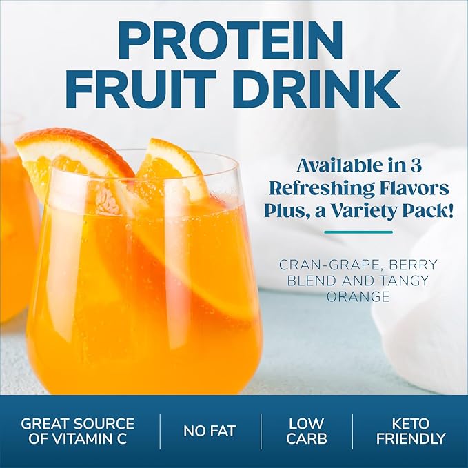 WonderSlim Protein Fruit Drink, Variety Pack, No Fat, Gluten Free, Keto Friendly & Low Carb (7ct)