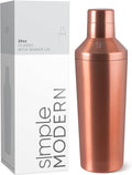 Simple Modern Cocktail Shaker Set with Jigger Lid | Stainless Steel Boston Shaker Insulated Martini Mixer for Mocktails | Gifts for Men Women Him Her | Classic Collection | 20oz | Metallic Copper