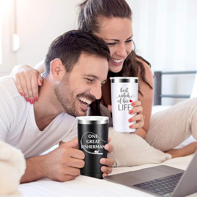 Sixspace Wedding Anniversary for Couple Friend Lovers Cups Stainless Steel Wine Tumbler Travel Mug with Straw and Lid,2 Pack (4.blackwhite)