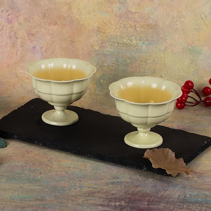 KAMMAK Tea Cup,3oz Small Tea Cups Set of 2, Reed Green Porcelain Tea Cups with Short Handle, Ceramic Teacups Set for Tea Party, Home Chinese Kungfu Tea Set for Hot/Cold Drink