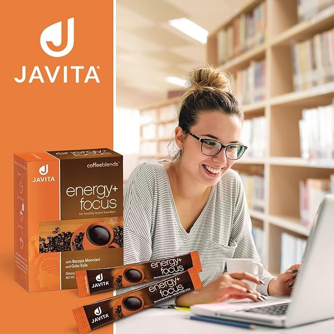 Energy + Focus Instant Coffee by Javita – Premium Arabica with Adaptogens – Clean Energy & Mental Clarity Support – Convenient Functional Coffee Mix (1 box/24 serv.)