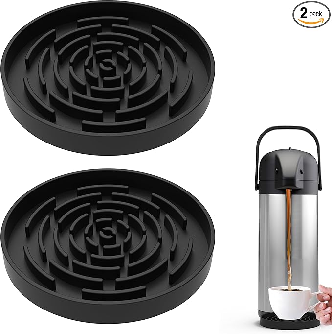 Drip Pan Compatible with Hamilton Beach Coffee Urn, 2 Pack Black Silicone Drip Mat for VONDIOR Gezoss Coffee Carafe and Other Beverage Dispenser