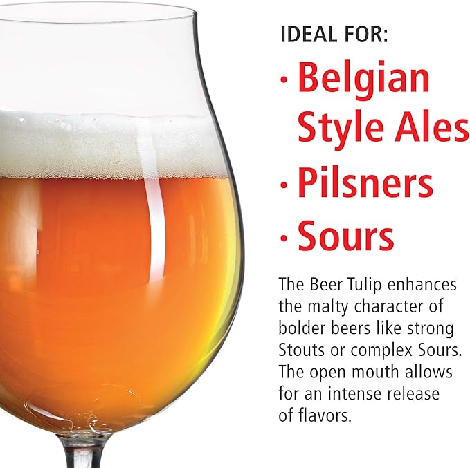 Spiegelau Classic Tulip Beer Glasses, Crystal Clear Drinking Glasses for Belgian Ales, IPA Beers, Cocktails, Gifts for Men, Game Night, Happy Hour, Home Bar, Kitchen Glassware, 15.5 oz, Set of 4