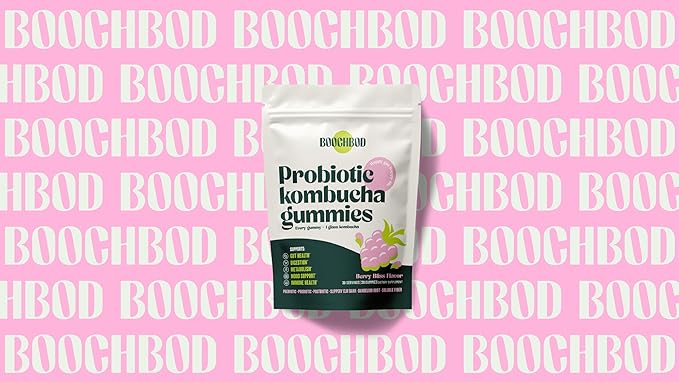 Probiotic Kombucha Gummy - Prebiotics, Probiotics, Postbiotics, Fiber Supplement, Slippery Elm, Dandelion Root, MCT Oil, for Bloating, Gut Health - Probiotics for Women and Men