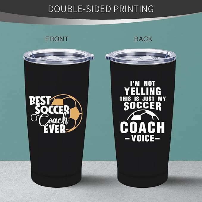Soccer Coach Gifts for Men Women - Best Soccer Coach Ever Gifts - Coach Thank You Tumbler, 20 oz Insulation Stainless Steel