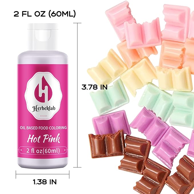 Hot Pink Oil Based Food Coloring – 2 fl oz Professional Grade Concentrated Oil Food Dye for Melting Chocolate, Candy Melts, Cake Pops, Strawberries & Baking