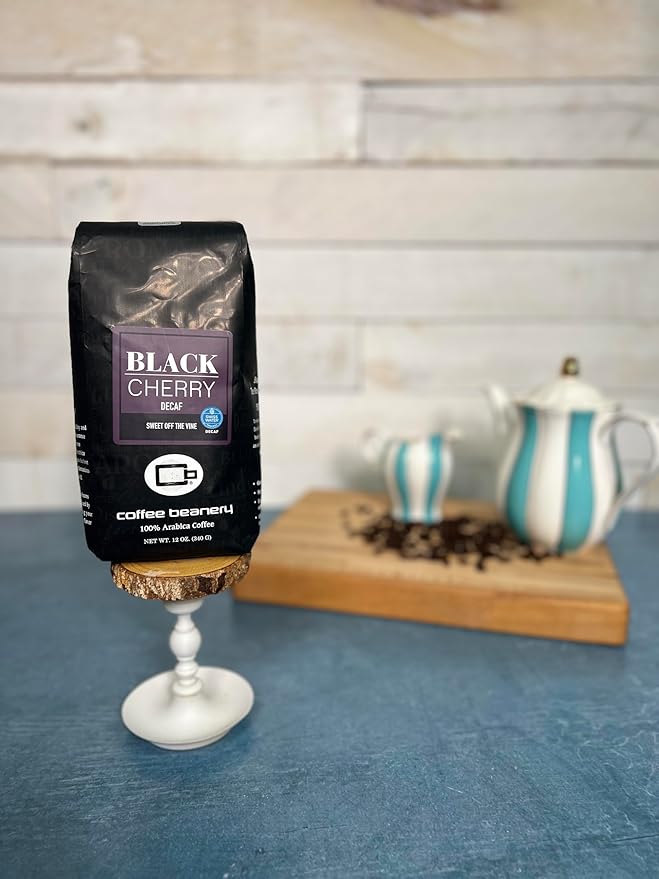 Coffee Beanery Black Cherry Flavored Coffee Swiss Water Process Decaf - 100% Specialty Arabica Coffee - 12oz bag (Whole Bean)