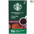 Starbucks VIA Instant Coffee, Dark Roast Coffee, Italian Roast, 100% Arabica, 12 boxes (96 packets total)