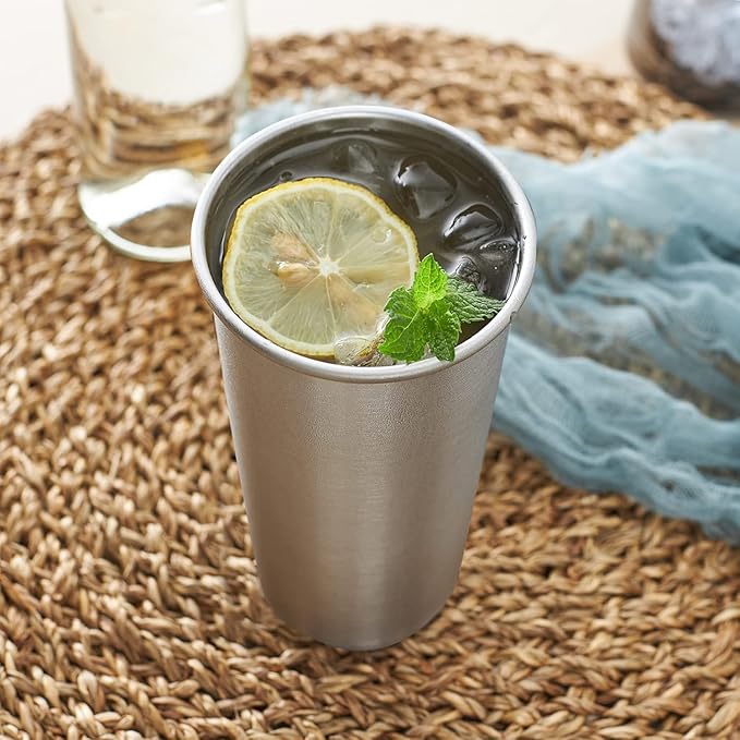 8 Pack 24oz Stainless Steel Pint Cup,Healthy Unbreakable and Stackable,Metal Drinking Glasses