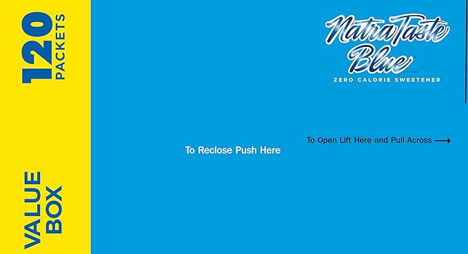 NatraTaste Blue Zero Calorie Sweetener, Bulk Sugar Substitute for Coffee, Iced Tea, Lemonade, Hot & Cold Drinks, Baking, Cooking, Low Carb, Vegan, Sugar Alternative, 120 Packets Value Box (12 pack)