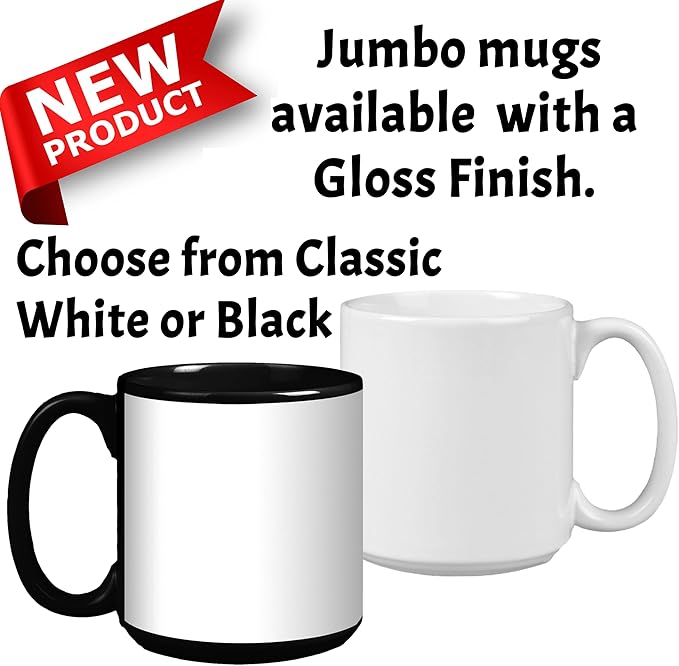 Custom Photo Ceramic Coffee Mug, Jumbo Sized-20oz, Glossy or Matte Finish (8 Frame)