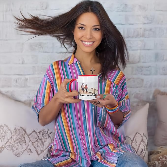 Personalized Coffee Mug | Custom Photo, Text, or Logo Cup (11oz, Red Rim, Inner, and Handle) |Dishwasher & Microwave Safe |Unique Gift for Men & Women –Taza Personalizada