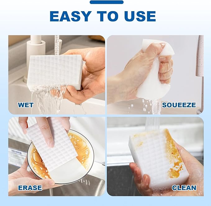 50 Ct Thick Melamine Sponges 1.18in - Sink, Bathtub & Tile Cleaner(Ultra-Durable)