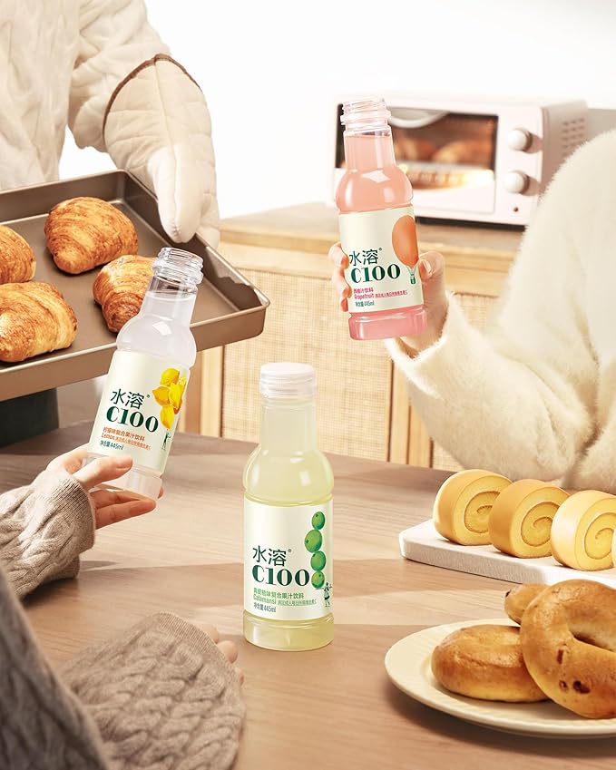 C100 Grapefruit Flavored Composite Juice Drink，100mg Vitamin C Per Bottle, 12% Real Fruit Juice, -15 fl oz, 445mL, 15 Pack