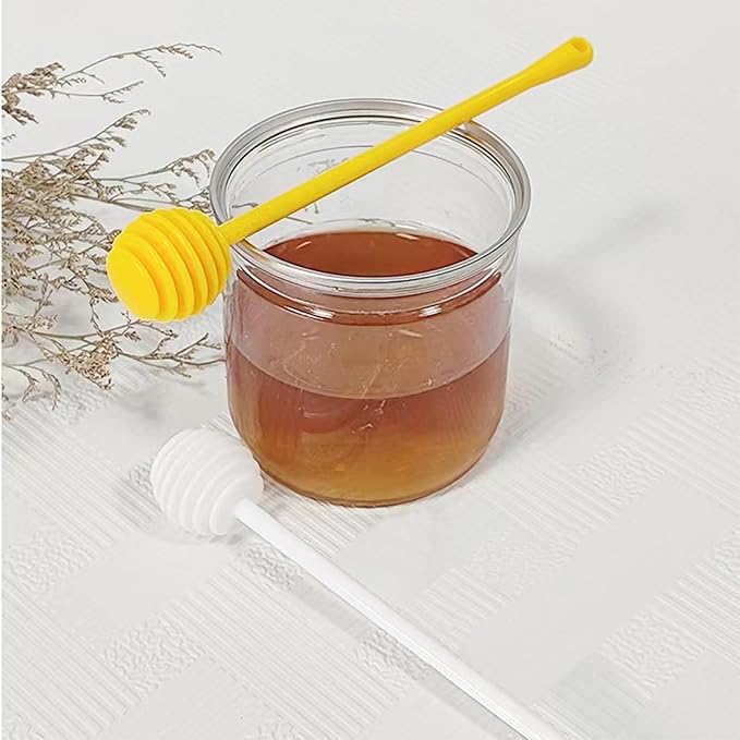 2 PCS Honey Dipper Stick, Honey Spoon with Long Handle, Honey Stirrers, Honey Spoon, Honey Spoon Dipper, Honey Wand, Long Handle Syrup Dipper Stick, Honey Mixing Stirrer Spoon White and Yellow