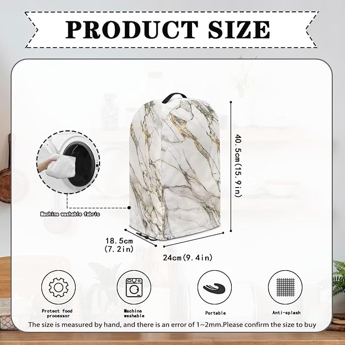 Marble Texture Blender Cover Kitchen Appliance Cover Anti Fingerprint Dust Protection Washable Coffee Machine Cover Food Processor Dust Cover Stand Mixer Cover with Top Handle