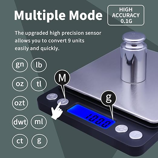 Gram Scale,Capacity 3000g Accuracy 0.1g Mini Food Scales Digital Weight Grams and Oz,Small Kitchen High Precision for Espresso,Baking,Jewelry,Soap Making,Black