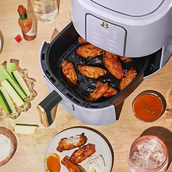 Beautiful 3 Quart Digital Air Fryer with TurboCrisp Technology – Matte Finish, Touchscreen, Nonstick Basket (Lavender)