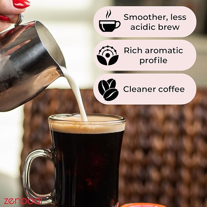 Zenbean Infrared Brew Medium Grind Low Acid Coffee - Nootropic Coffee with Rhodiola Rosea and L-Theanine, Smooth Taste, Balanced Flavor, Helps Improve Mood, Energy, and Focus