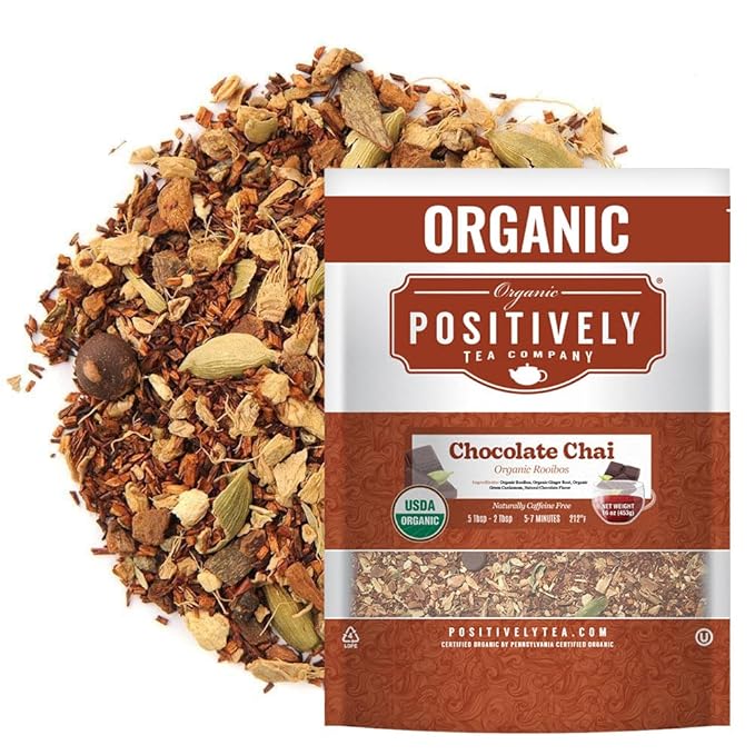 Organic Positively Tea Company, Rooibos Chocolate Chai Tea, Loose Leaf, 16 Ounce