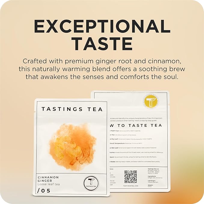 Tastings Tea Cinnamon Ginger Blend - 4.45oz Loose Leaf | Winter Warming | Bold Spice | Perfect Stocking Filler