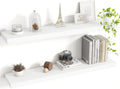 36 Inch Floating Shelves, 8 Inch Deep Floating Shelves for Wall, Hanging Shelf with Invisible Brackets, Deep Shelves for Bathroom, Bedroom, Living Room, White, Set of 2