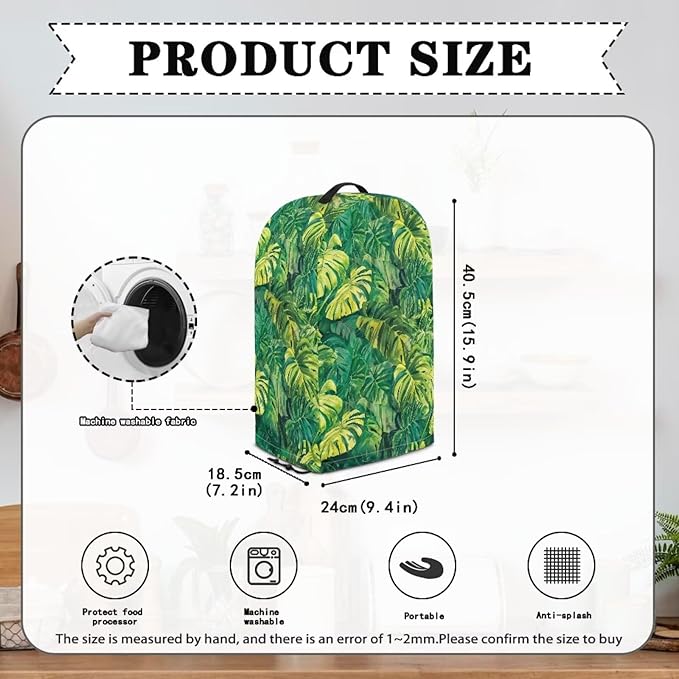 Monstera Leaf Blender Dust Cover, Stand Mixer, Coffee Maker, Food Processor Cover, Water Resistant, Polyester Blend, Easy Clean