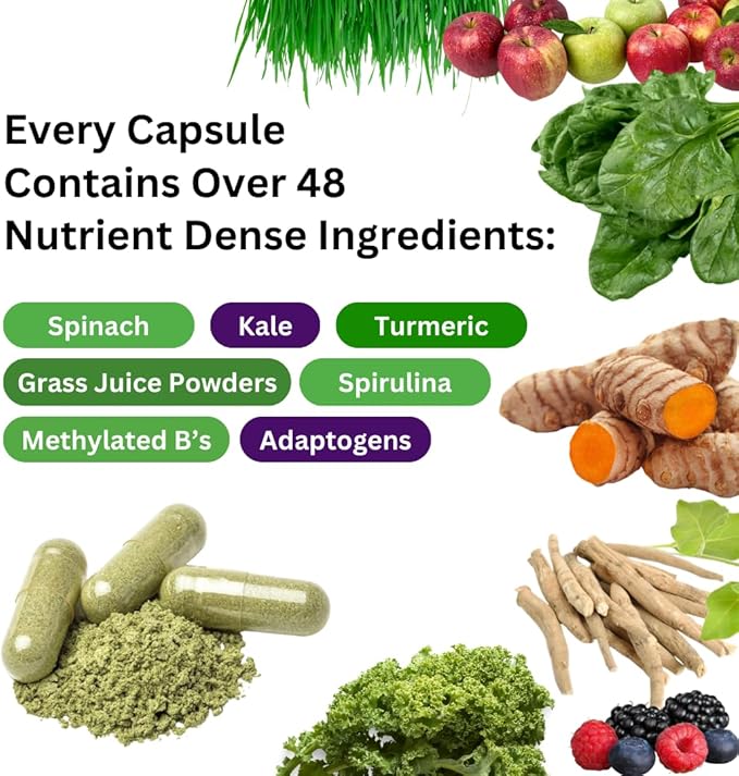 Paradise Herbs Earth's Blend Once Daily Multivitamin for Men, No Iron, 48 Organic Superfoods, Probiotics, and Vitamins A, B12, C, D, K2, 60 Count