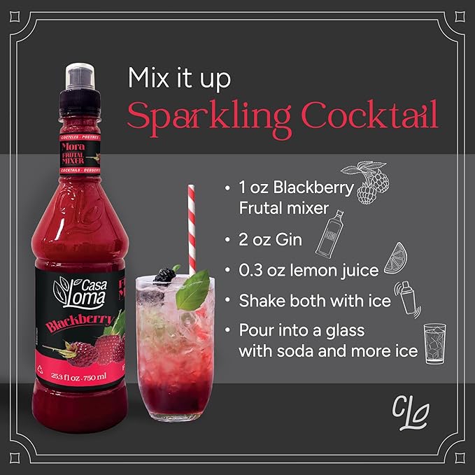 Casa Loma Premium Black Berry Syrup – 750 ml Authentic Colombian Gourmet Artisan Crafted Syrup Sauce for Beverages, Desserts, Cooking & Mixology, Made with Real Fruit, Vegan, Non-GMO, and Gluten-Free