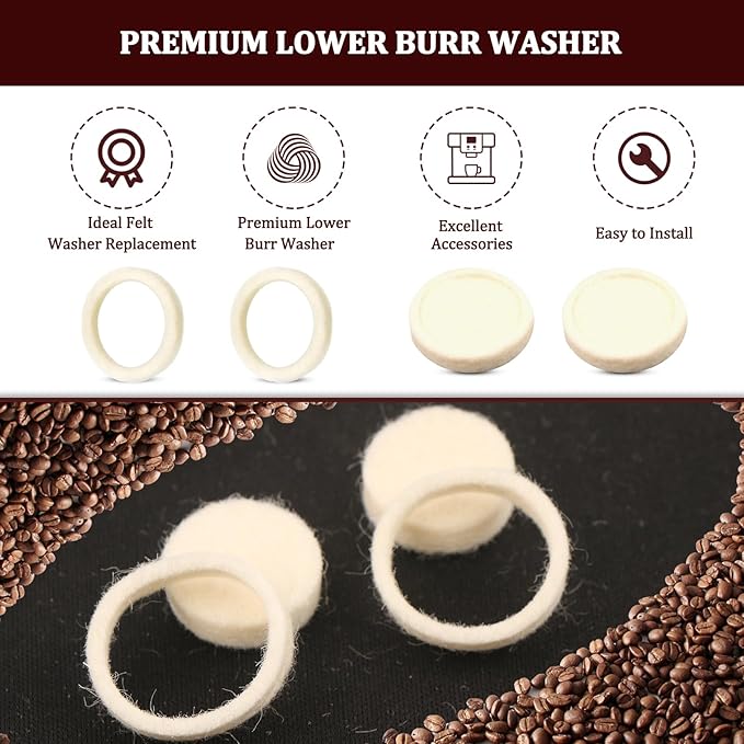 Felt Washer SP0001575 for Breville Espresso Machine Grinders Models Include BES870XL BES878 BES880 BES980 BCG820 Coffee Machine Cleaning Wool ring accessories 2PCS
