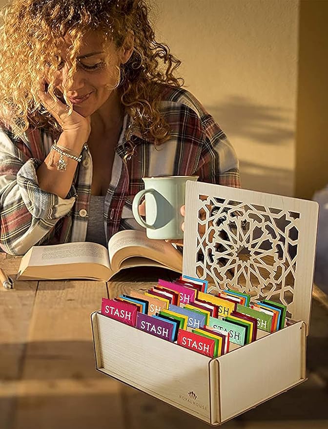 Tea Sampler Gift Box – 80 Tea Bags, 28 Flavors – White MDF Wooden Organizer – Variety Pack for Family, Friends, Coworkers