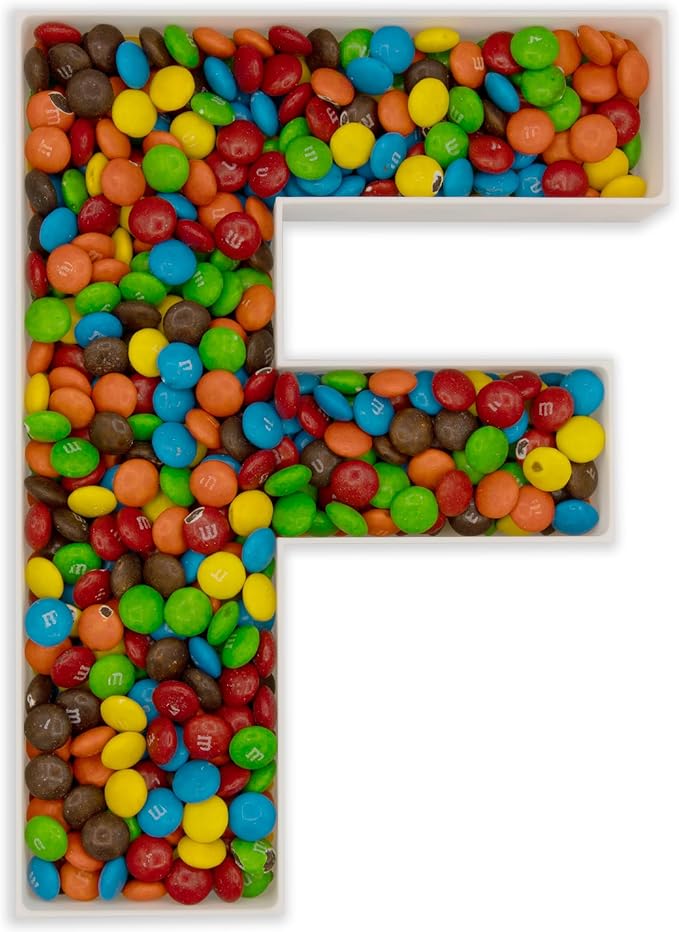 10" Reusable Plastic Box Form Tray Display for Treats, Charcuterie, Cake Pop, Candy, Charcuterie Box, Custom Charcuterie Letters Fillable - Reusable Letter Box - (White Plastic, F)