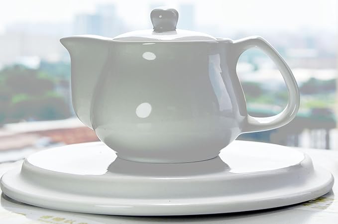Porcelain Teapot, 9oz Small Tea Pot with Stainless Steel Filter Classical Chinese Tea Pots (White)