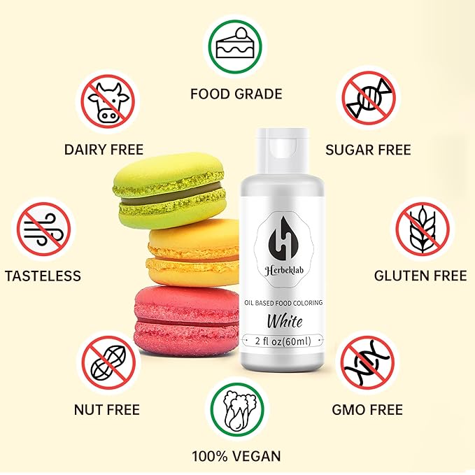 White Oil Based Food Coloring – 2 fl oz Professional Grade Concentrated Oil Food Dye for Melting Chocolate, Candy Melts, Cake Pops, Strawberries & Baking
