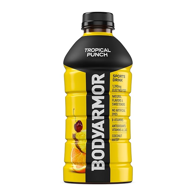 BODYARMOR Sports Drink, Tropical Punch, Electrolyte Drink Hydration, 28 Fl Oz Bottles (15 Pack), Flavored Coconut Water with B Vitamins & Antioxidants