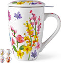 GBHOME Tea Mug with Infuser and Lid, 18 Ounce Large Ceramic Loose Leaf Cup, Microwave, Dishwasher Safe, Perfect for Tea Lovers