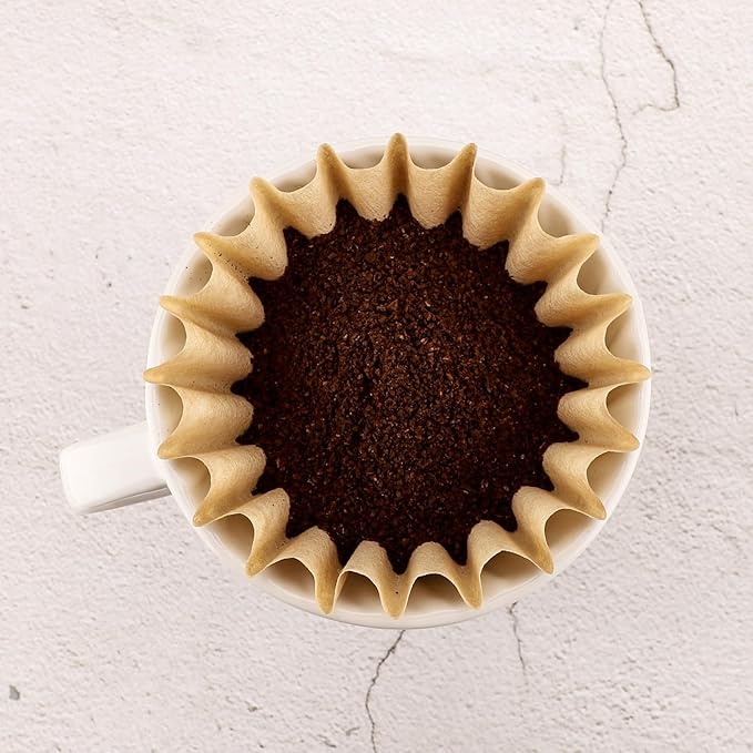 EUSOAR 1-2 Cup Unbleached Coffee Filters, Pack of 200 Disposable Natural Brown Paper Basket Filters, for Small Basket Style Single Pour Over and Drip Coffee Makers, for Home Commercial
