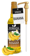 Syruvia Banana Premium Coffee Flavoring Syrup - 25.4 fl oz - Kosher Syrups, Gluten Free, No Coloring, Perfect for Drinks, Soda, Shakes, Cocktails, Desserts, and More With Pump