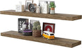 BAMEOS Floating Shelves,40 in W x 8in D Wall Mounted Wooden Shelves with Invisible Brackets Set of 2, Hanging Wall Shelves Decoration for Bedroom, Bathroom, Living Room and Kitchen