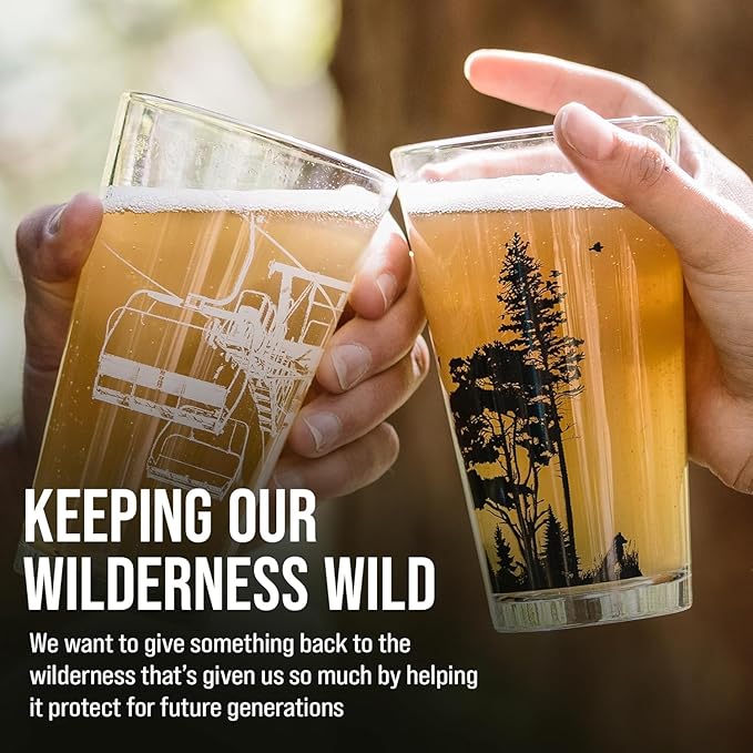 Ski Lift Pint Glass by Black Lantern – Single 16oz Beer Glass for Skiers & Snowy Mountain Lovers | Nature-Inspired Drinkware
