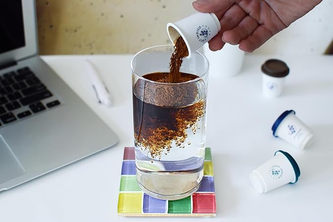 COZY INDIGO COFFEE - MIXTAPE 01 Instant Freeze Dried Specialty Coffee, 3 Flavor Variety Pack, Medium, Dark, Italian Roasts, 24 Capsules, 100% Arabica, Enjoy Cold or Hot, Perfect for Travel and On The Go