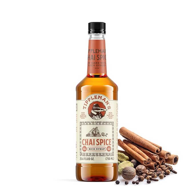 Tippleman's Chai Spice Coffee Syrup - Rich Flavor for Hot or Iced Drinks, Latte, Tea, Espresso, Cappuccino, Cocktails, & Baking - 25.4 Fl Oz