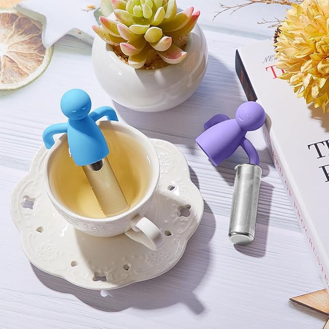 Hicarer 2 Pieces Tea Infuser for Loose Tea Cute Fine Mesh Tea Strainer Stainless Steel Tea Filter Ball Tea Diffuser Steeper for Teacups Teapots (Blue,Purple)