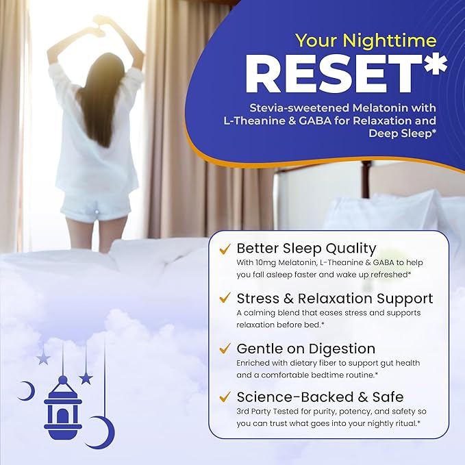 Dr Sugar Labs Sleep Aid Sweet Melatonin Blend – Sugar Replacement for Tea – 10mg Melatonin with L-Theanine, GABA & Fiber – Zero Sugar, Stevia-Sweetened – Made in USA, Third Party Tested – 30 Servings