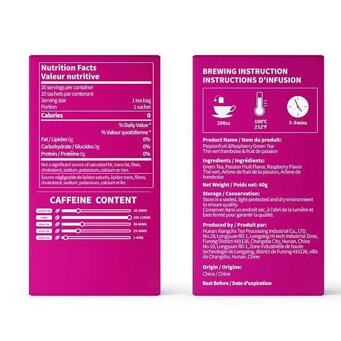LOOMICA Passionfruit Raspberry Green Tea, Fruity Sweet-Tart Blend of Passion Fruit & Raspberry and Green Tea, Refreshing & Tropical, Hot or Iced, Antioxidant-Rich, No Artificial Sugar, 20 Counts (Pack of 2)