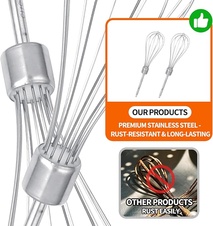 2 Pack Hand Mixer Turbo Beaters Compatible with BLACK and DECKER Electric Hand Held Mixer, Stainless Steel Replacement Parts, Beaters Electric Mixer Parts Accessories