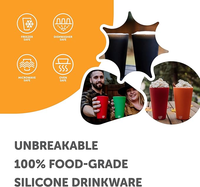 Silipint 16oz Silicone Pint Glass – Unbreakable BPA-Free Reusable Silicone Drinking Cup – Flexible Dishwasher Microwave & Freezer Safe – Stemless Glass for Water Coffee Smoothies (Purple)